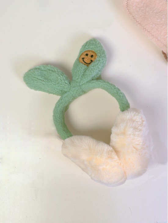 Cute Wooly Ear with Smiley Face Plush Earmuff